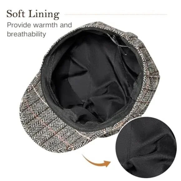 Newsboy Hats Classic Retro Red Cap with Adjustable Drawstring, Baker Boy Hat - Picture 2 of 6